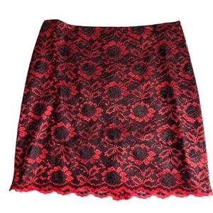 Vintage Back and Red Lace Skirt 14 New